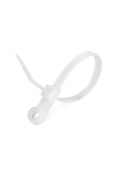 ElectroAZ Set de 100 x Cleme din plastic cu cap montabil, 5 x 200 mm, albe