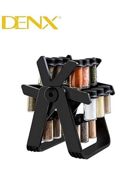 Denx Rotating Spice Rack Organizer with 18 Glass Jars (360° Rotating, Wheel-Shaped)