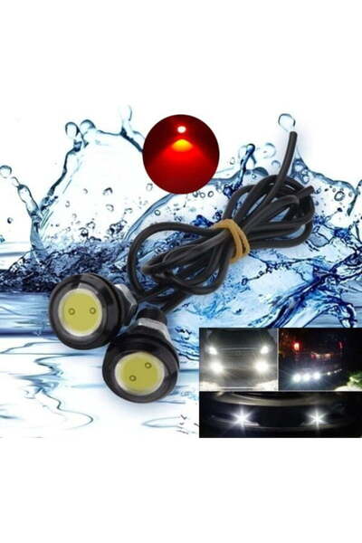 ElectroAZ Waterproof Car LEDs with wire, Diameter 23mm, 12V, Power 9W, Set of 2, Red
