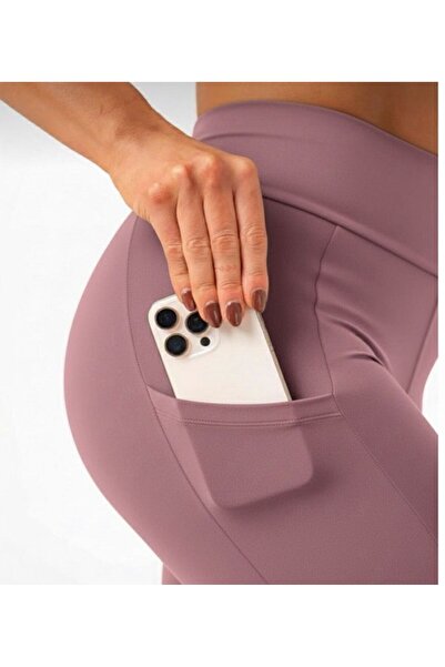 glanour Women's Winter Fleece-Lined High-Waist Slimming Leggings with Pockets