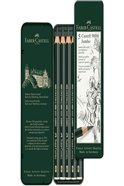 Generic Faber-Castell Graphite Pencil 9000 Jumbo Tin Box, 5 Pieces