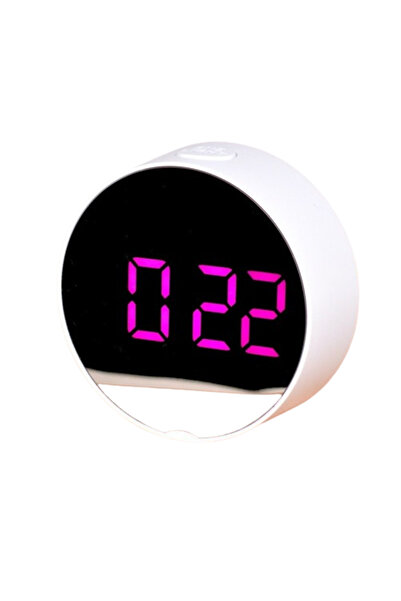 ElectroAZ Ceas cu LED-uri violet DT-6505 Oglindă rotundă