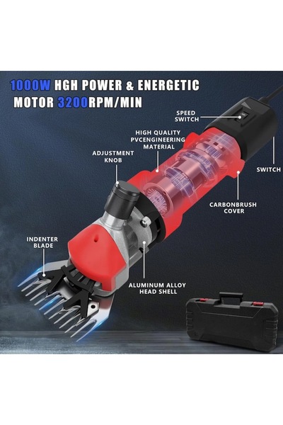 stuffix Sheep Electric Clipper, 1200W, 6 Adjustable Speeds, Stainless Steel Blades