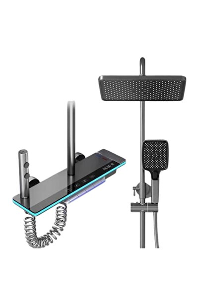 stuffix Set coloană de duș cu afișaj digital și LED, valvă termostatică, 4 mo...