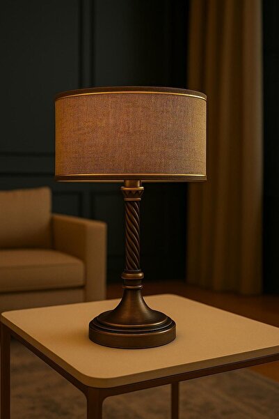 Lampada Burgu Concept Eskitme Metal Abajur - Gold Hasır