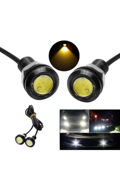 ElectroAZ Σετ 2 φώτων αυτοκινήτου LED με καλώδιο, διάμετρος 18mm, 12V, ισχύς ...
