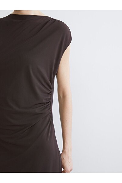 LC Waikiki Lcwaikiki Classic Crew Neck Shirred Dress