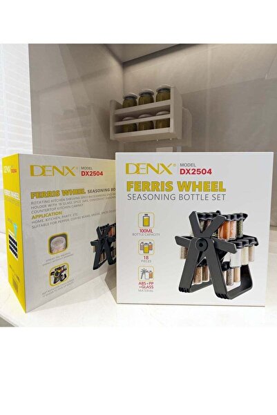 Denx Rotating spice rack organizer with 18 glass spice jars