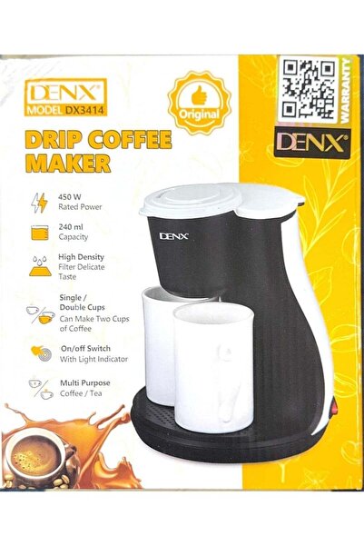 Denx The Dinx 240ml Drip Coffee Maker with Filter and Two Porcelain Cups (DX3414)
