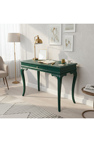 Wooding Mobilya 100 Cm Masif Rustik Yeşil Çalışma Masası