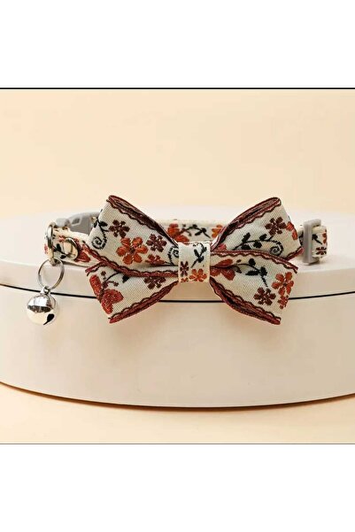 PawDeLuxe Embroidered Butterfly Floral Double Layer Bow Cat Collar with Bell ...