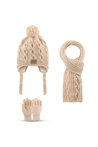 Kitti Σετ 3 τεμαχίων για αγόρια 4-8 ετών, σετ με κασκόλ, γάντια και καπέλο με φλις