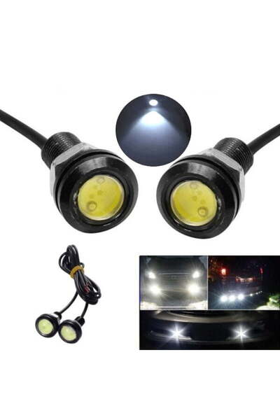 ElectroAZ Σετ 2 φώτων αυτοκινήτου LED με καλώδιο, διάμετρος 18mm, 12V, ισχύς ...