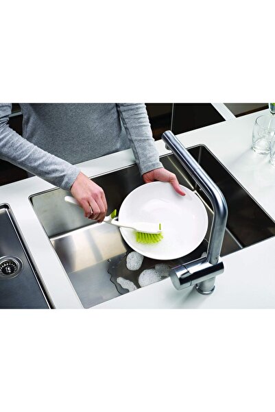 Joseph Joseph Edge Dish Brush with Handle and Integrated Sink Rest - Grey