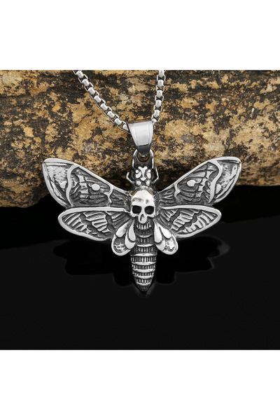 Viking Butterfly Skull Design S+ Quality 316L Stainless Tarnish Free Steel Ne...