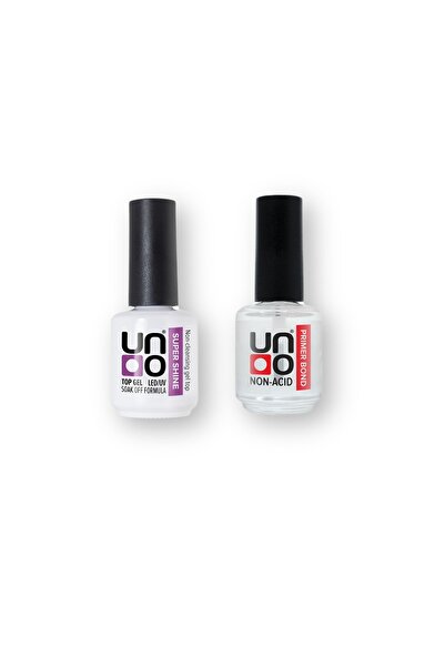 Anıl Gel Polish Uno super Shıne Top Coat 15’ml ; Uno Non Acıd Primer Bond 15’ml