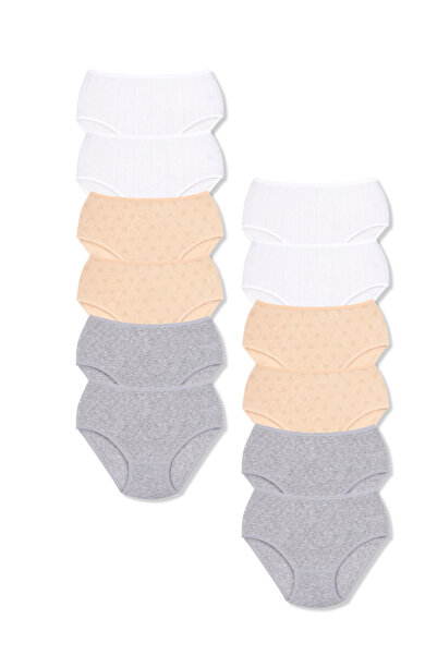 Lantliv 12 Pieces Women's Heart Pattern High Waist Cotton Panties, Women's Underwear,