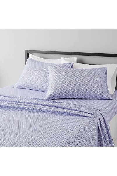 Amazon basics Microfiber Sheet Set, Queen, Blue Damask, 85 Thread Count (4-pi...