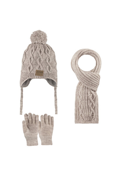 Kitti Set de 3 piese pentru băieți de 4-8 ani, eșarfă, mănuși și pălărie, cu fleece în interior