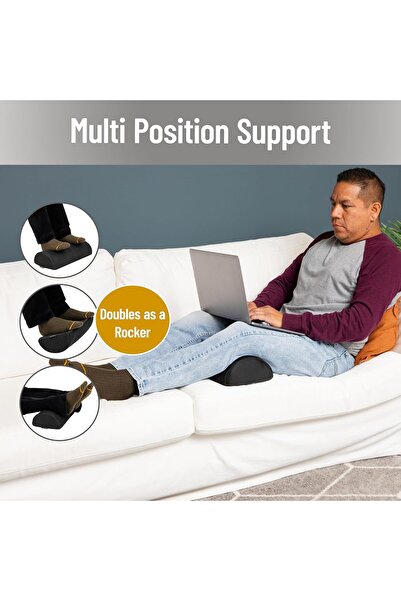 Mind Reader Footrest Cushion, Adjustable Memory Foam Foot/Seat Support, 7.5" x 16.75" x 3.75", Black
