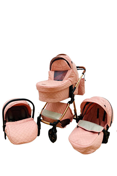 L-Sun 3 in 1 stroller, 3 pieces: carrycot, sport seat and car seat, T6 - pink