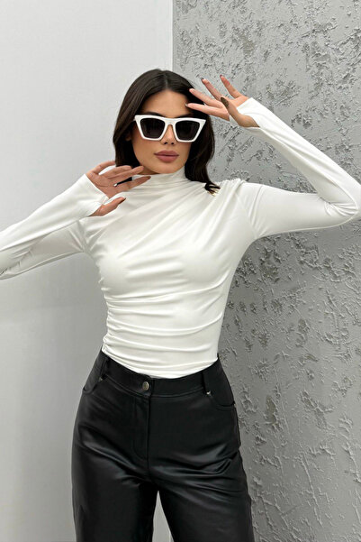 oshebu Γυναικεία μπλούζα με ψηλός λαιμός αγκράφες