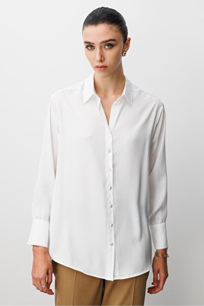 Moda İlgi MODAİLGİ Saten Gömlek 10020 Ekru