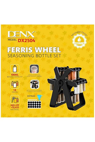 Dinex Denx DX2504 spice organizer containing 18 glass jars with a capacity of...