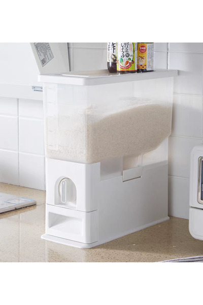 Living Food Storage Container with 6 kg Capacity, Rotary Handle and Drawer for Easy Measuring