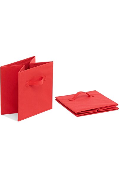 Amazon basics Collapsible Fabric Storage Cubes, Red, 26.6 x 26.6 x 27.9 cm, 6-Pack