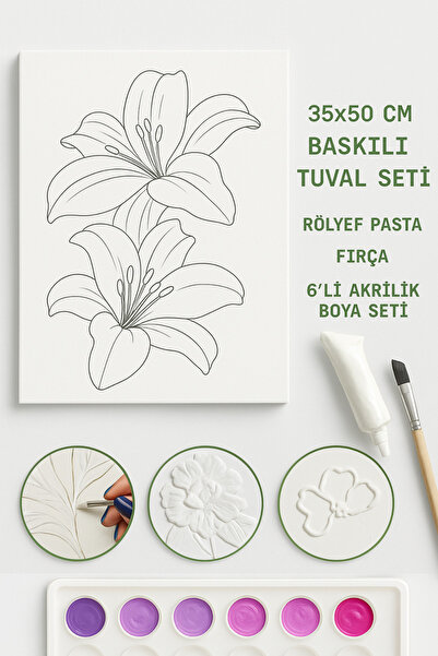 Puzzle Rölyef Boyama Rölyef Pasta Tuval Seti Fırça + Boya Dahil (çıtalı) 35x5...