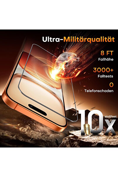 m.tk moveteck iPhone 17 Air Full Coverage Tempered Screen Protector with Applicator Tool, Shatterproof Glass