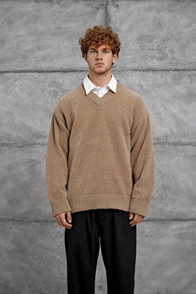 NOMARC Brown 251 V Neck Oversized Knitwear