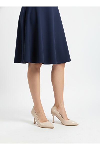 Catelyn Women's Beige Patent Leather Pointed Toe Stiletto High Thin Heeled Shoes - 9 cm