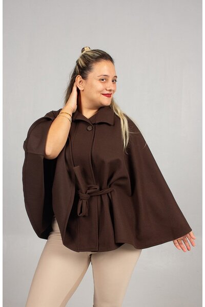 Truva XXL Noble and Natural: Brown Plus Size Cashmere Cape Poncho
