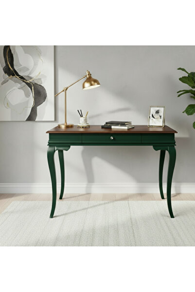 Wooding Mobilya 120 Cm Masif Rustik Yeşil Ceviz Çalışma Masası