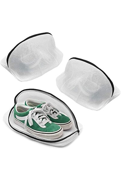 Showay Shoe Laundry Bags - Set of 3 Reusable Mesh Zipper Bags for Sports/Running Shoes, Brown