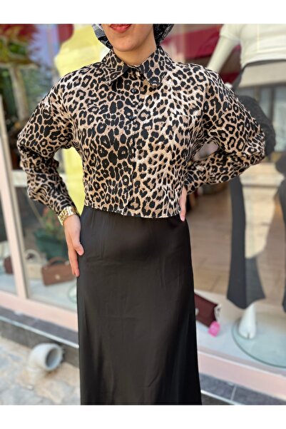 NO BRAND Leopar Desenli Gömlek