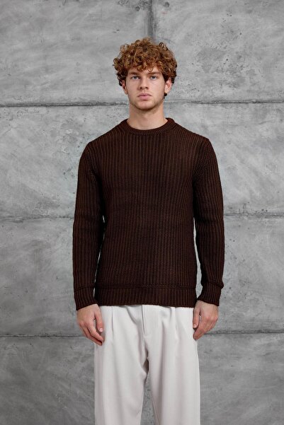 NOMARC Brown Mrk Circular Neck Knitted Tricot