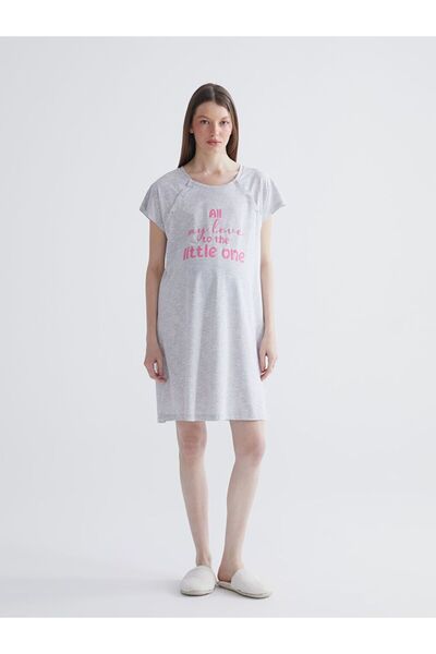 LC Waikiki Lcw Dream Crew Neck Printed Maternity Nightgown