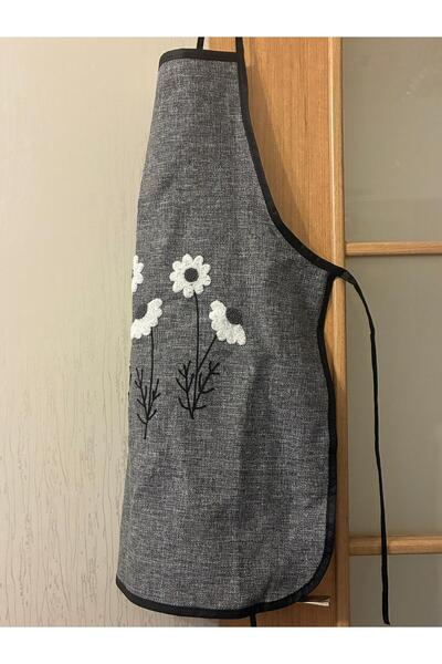 Mustgross Punch Embroidered Linen Kitchen Apron 1 Piece Kitchen Apron with Smoked Daisy