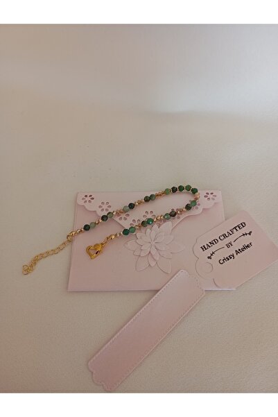 OEM Bratara cu margele 3mm Smarald si Swarovski Verde/Aurie