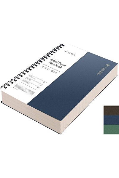 EMSHOI A4 Spiral Notebook, 28×21 cm, 300 pages (150 sheets), 100gsm, waterproof PVC cover, blue