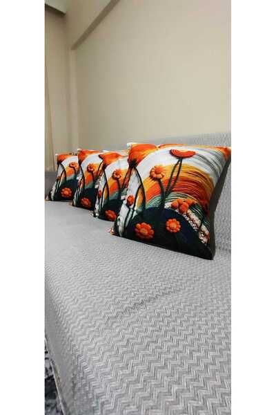 ÖZDAĞ HOME CONCEPT 3D Digital Printed Set of 2 Modern Decorative Throw Pillow Covers Single Sided 43X43 cm