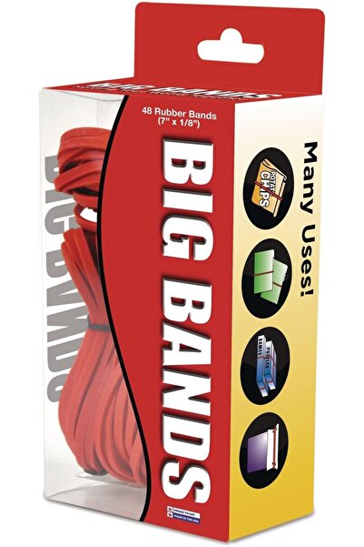 genernic Elans Large Rubber Bands 00699 - Heavy-Duty Pack of 48 (7 in × 1/8 in, Red)