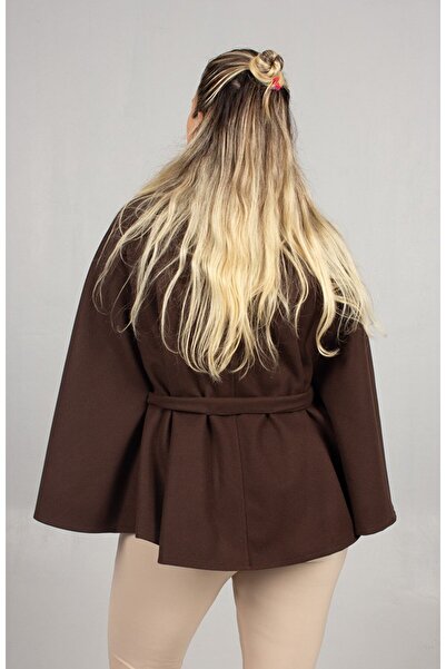 Truva XXL Noble and Natural: Brown Plus Size Cashmere Cape Poncho