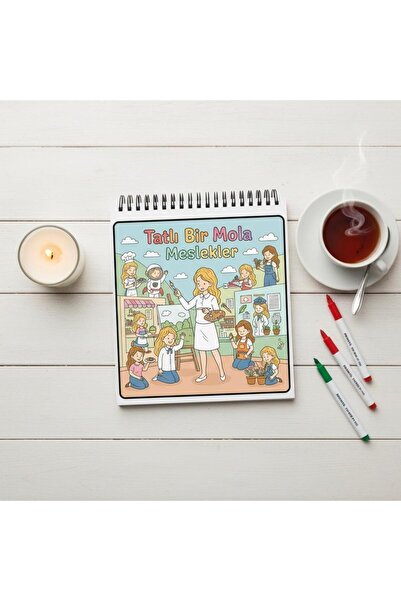 M&H Coloring Tatlı Bir Mola Meslekler - 21x21 cm Boyama Kitabı, Çocuk ve Yeti...