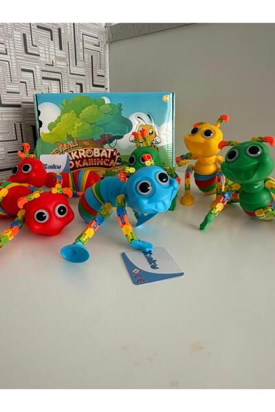 KİNKU Eğitici Eklemleri Hareket Eden Çıngırak lı Ses Çıkartan Akrobatik Renkli Eğlenceli Karıncalar 20 Cm