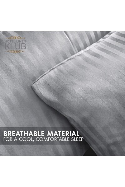 Hotel Linen Klub Luxury Hotel Linen 2-Piece Cotton Satin Pillowcase Set 50x75 cm, Silver