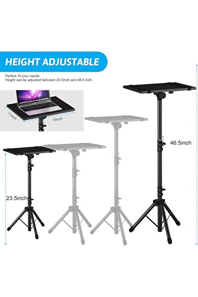 Decosis Adjustable Tripod Projector/Laptop Stand 23.5–46.5 in with Gooseneck Phone Holder, Aluminu